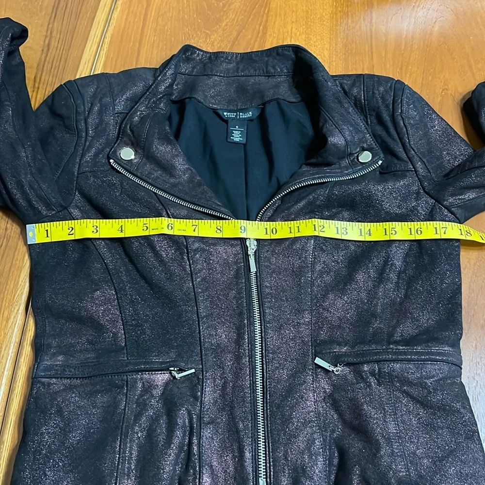 WHBM Motto Metallic Black Suede Faux Jacket Small